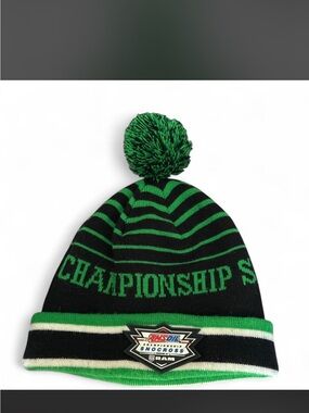 Championship Snowcross Green & Black Pom Beanie